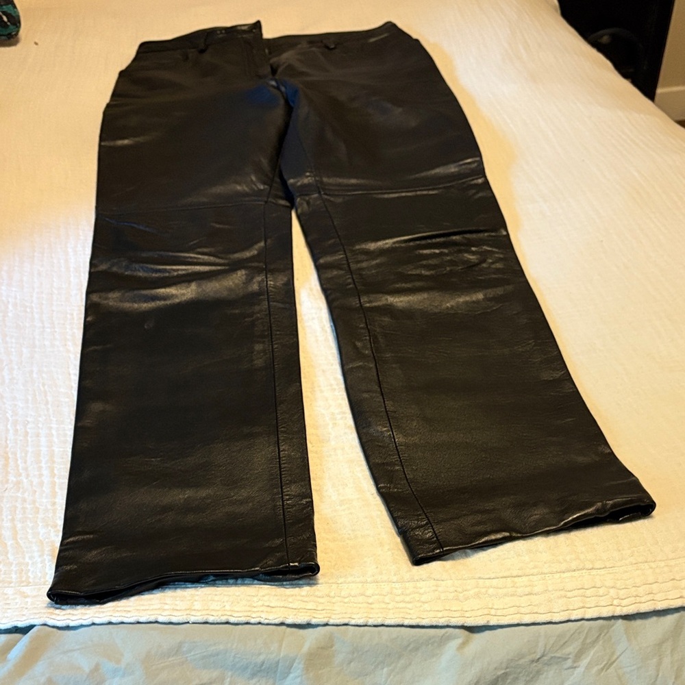 Danier Shiny Black Leather Pants